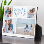 Seas & Greetings Blue Nautical Multiple Photo Plaque<br><div class="desc">Capture a cool nautical casual and coastal vibe this holiday sea-son with our coastal seaside-inspired holiday Christmas collection. Design features a four photo layout to display your beautiful family photos and vacation photos. "Seas and Greetings" is designed in a stylish costal blue typography design. Customize With your name and year....</div>