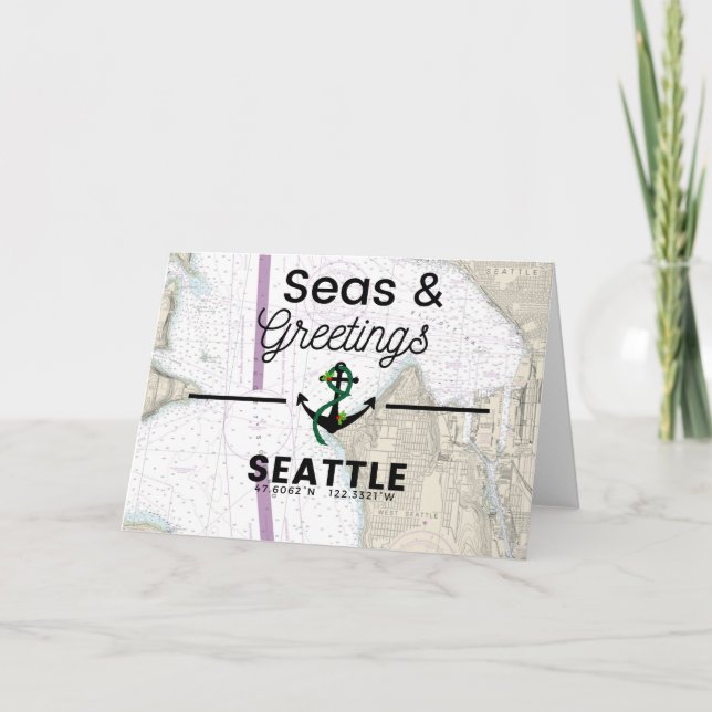 Seas & Greetings Chart- Seattle Holiday Card (Front)