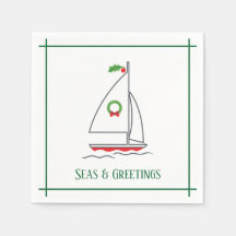 Seas & Greetings Nautical Holiday Napkin Green
