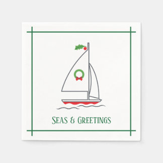 Seas & Greetings Nautical Holiday Napkin Green