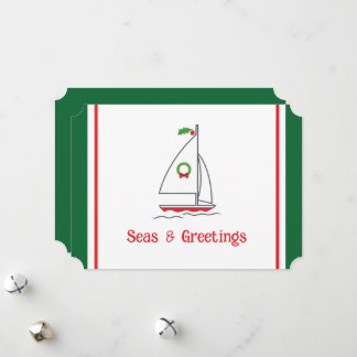 Seas & Greetings Nautical Pun Holiday Card White