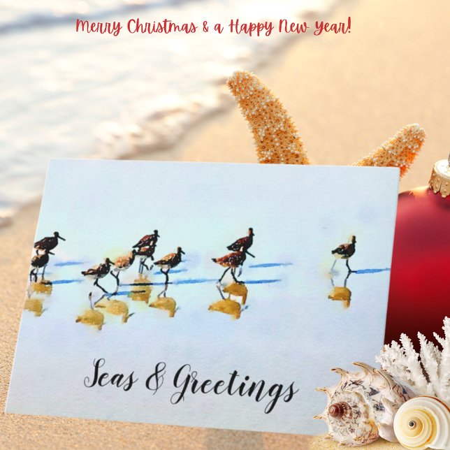 Seas & Greetings~Sandpipers Christmas Card (Creator Uploaded)