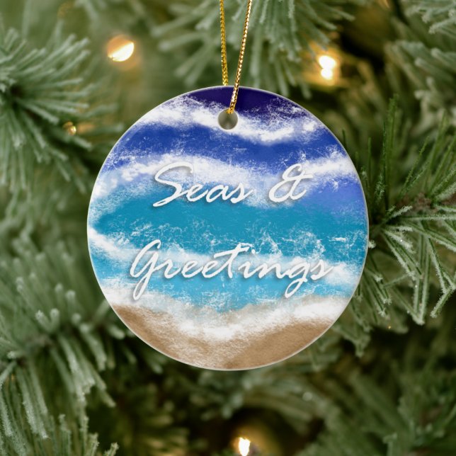 Seas & Greetings | Seaside Coastal Christmas Ceramic Ornament (Tree)