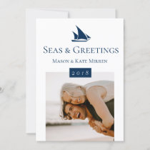 Seas &amp; Greetings Single Photo Holiday Card