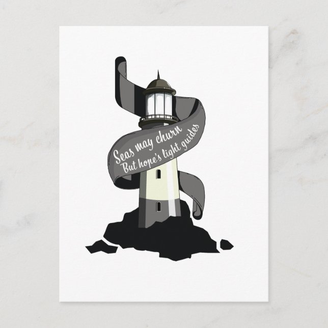 Seas may churn, but hope's light guides holiday postcard (Front)