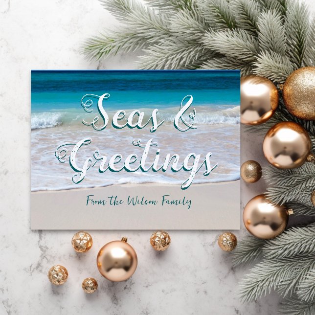 Seas n Greetings Beach Christmas Postcard (Creator Uploaded)