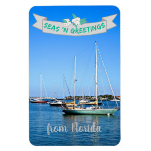 Seas n Greetings from Florida Sailboats on the Bay Magnet