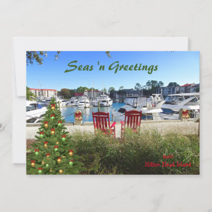 Seas n Greetings from Hilton Head SC Harbour Town  Holiday Card