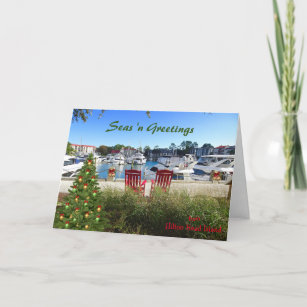 Seas n Greetings from Hilton Head SC Harbour Town Holiday Card