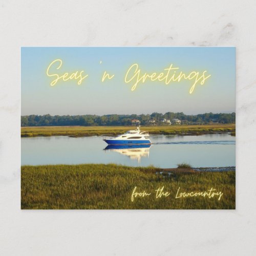 Seas n Greetings from the Lowcountry Hilton Head  Holiday Postcard