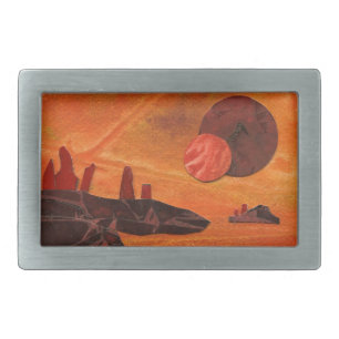"Seas of Fire" hot alien world with life signs Belt Buckle