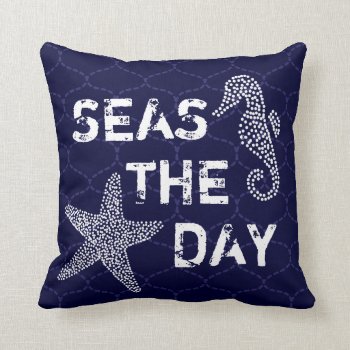Seas The Day Beach Ocean Pillow Bendel Designs by coastal_life at Zazzle