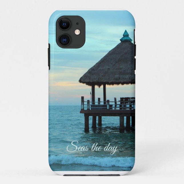 Seas the Day Beach Tiki Hut Case-Mate iPhone Case (Back)