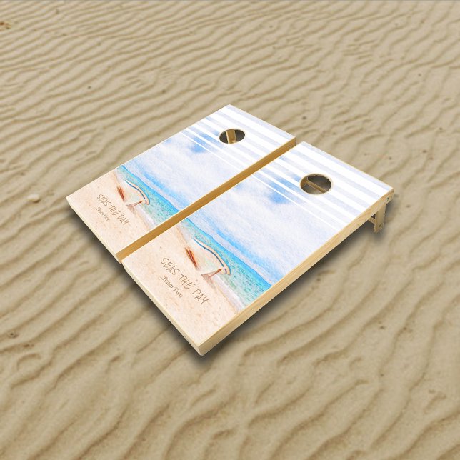 Seas The Day Beached Fishing Boat Cornhole Set (Creator Uploaded)