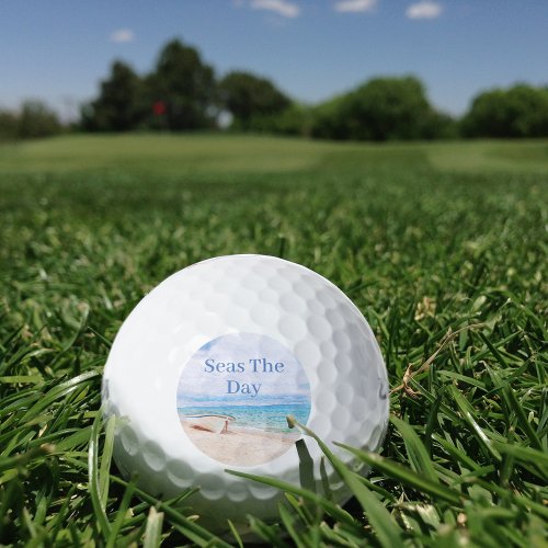 Seas The Day Beached Fishing Boat Golf Balls