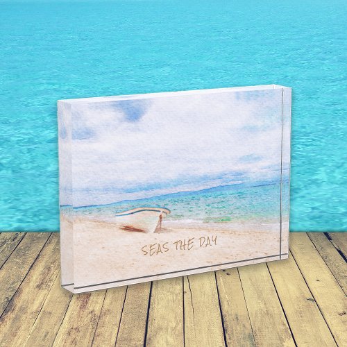 Seas The Day Beached Fishing Boat Photo Block