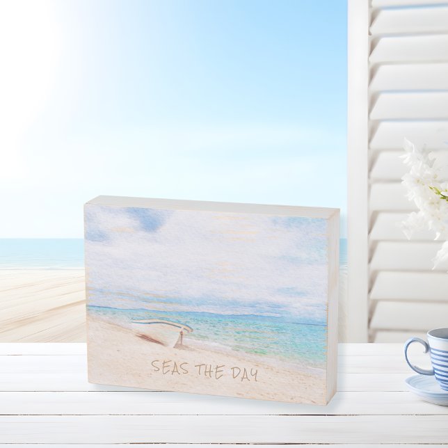 Seas The Day Beached Fishing Boat Wooden Box Sign (Creator Uploaded)