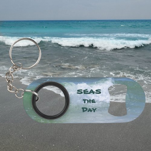 SEAS the Day Breaking Wave with Initials Keychain Bottle Opener