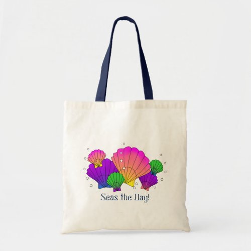 Seas the Day Caribbean Seashells with Bubbles Tote Bag