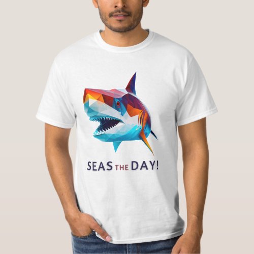 Seas the Day Colorful Abstract Shark T_Shirt