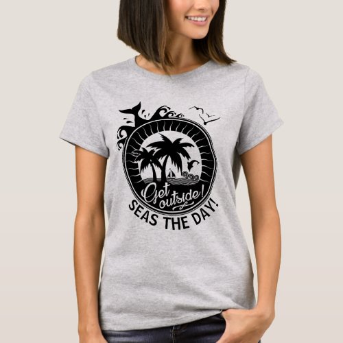 Seas the Day Customize Any Quote  Beach Sunset T_Shirt