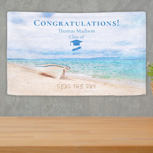 Seas The Day Fishing Boat Graduation Banner (Creator Uploaded)