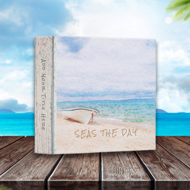 Seas The Day Fishing Boat On Beach Sand 3 Ring Binder (Creator Uploaded)