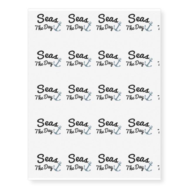 Seas The Day  Funny Cruising Temporary Tattoos (Front)
