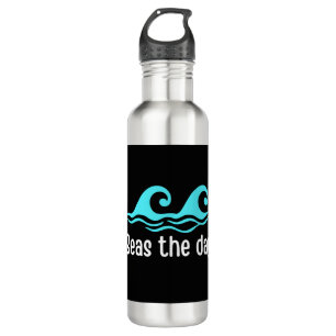 Seas The Day Funny Ocean Stainless Steel Water Bottle