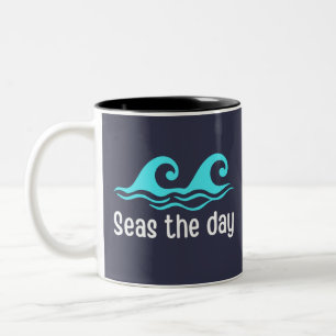 Seas The Day Funny Ocean Two-Tone Coffee Mug