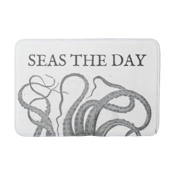 Seas The Day Nautical Octopus Tentacles Vintage  Bath Mat by iBella at Zazzle