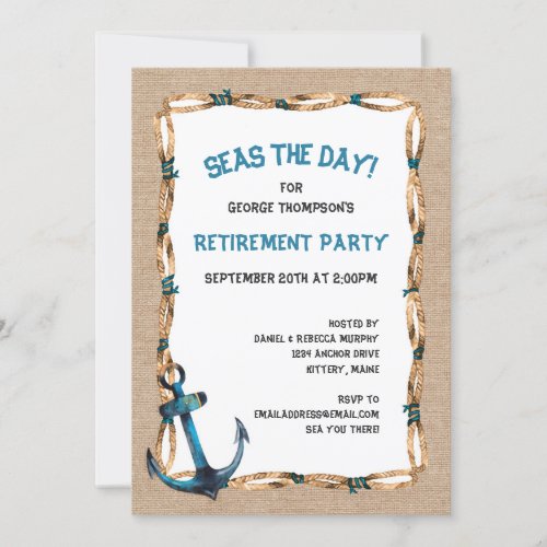 Seas the Day Nautical Retirement Invitation