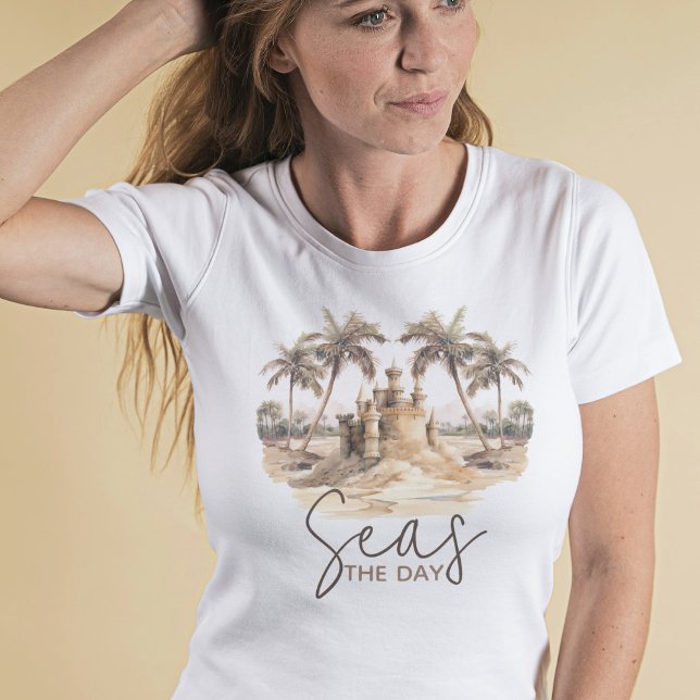 Seas the Day Pastel Sand Beach Party T-Shirt (Creator Uploaded)