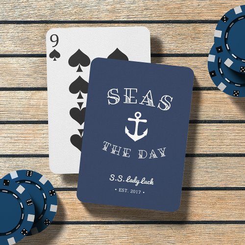 Seas the Day  Personalized Boat Playing Cards