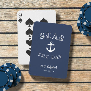 Seas the Day Personalized Boat Poker Cards