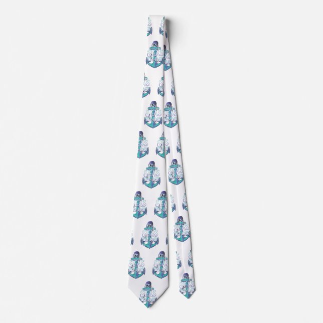 Seas The Day Pirate Anchor Neck Tie (Front)