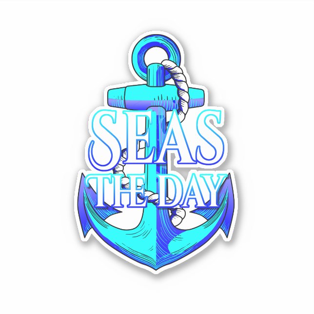 Seas The Day Pirate Anchor Sticker (Front)