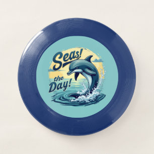 Seas the Day Retro Dolphin Ocean Aesthetic Wham-O Frisbee