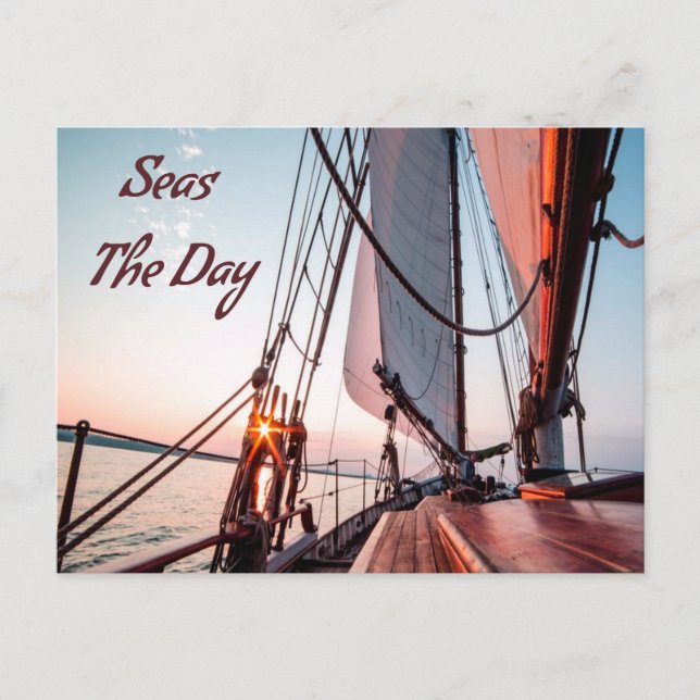 Seas The Day Sailing Boating Ocean Postcard (Front)