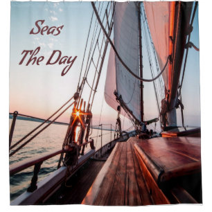 Seas The Day Sailing Boating Ocean Shower Curtain