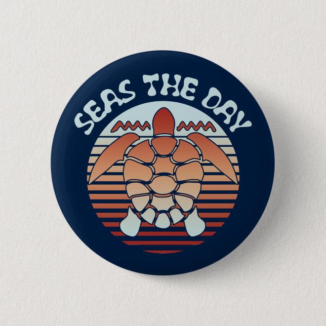 Seas The Day | Summer Vibes Turtle Button (Front)