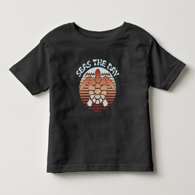 Seas The Day | Summer Vibes Turtle Toddler T-shirt (Front)