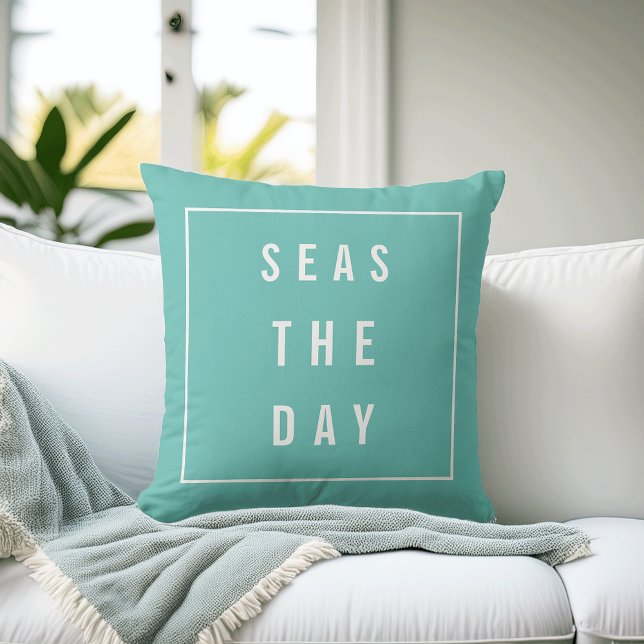 Seas the Day Throw Pillow (Creator Uploaded)