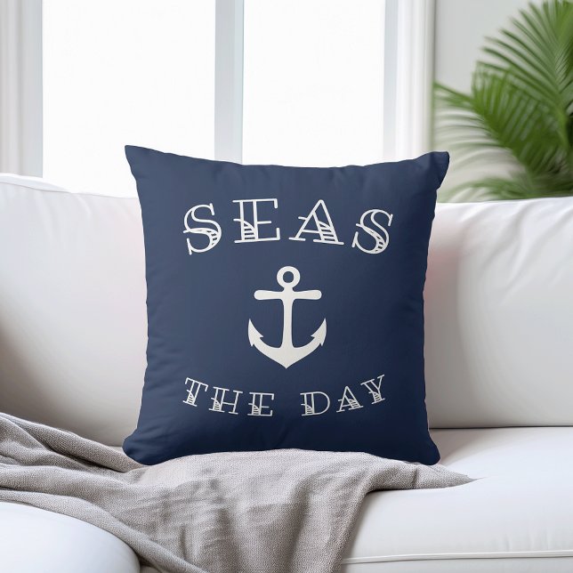 Seas the Day Throw Pillow (Creator Uploaded)