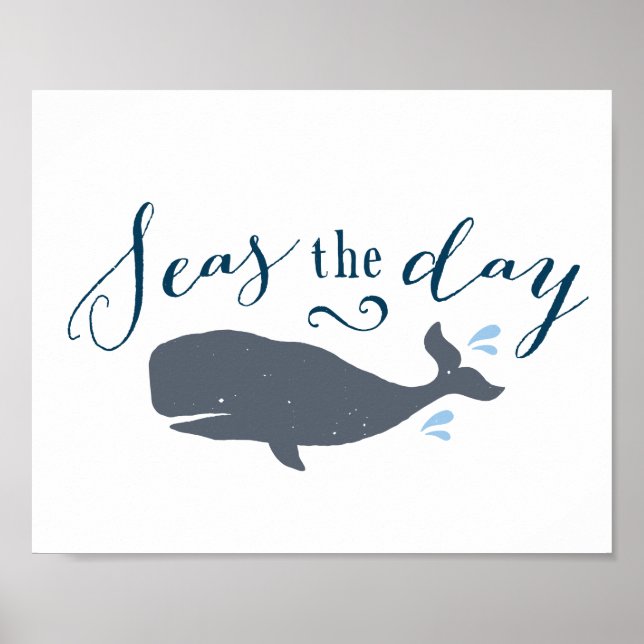 Seas the Day Vintage Whale Poster (Front)
