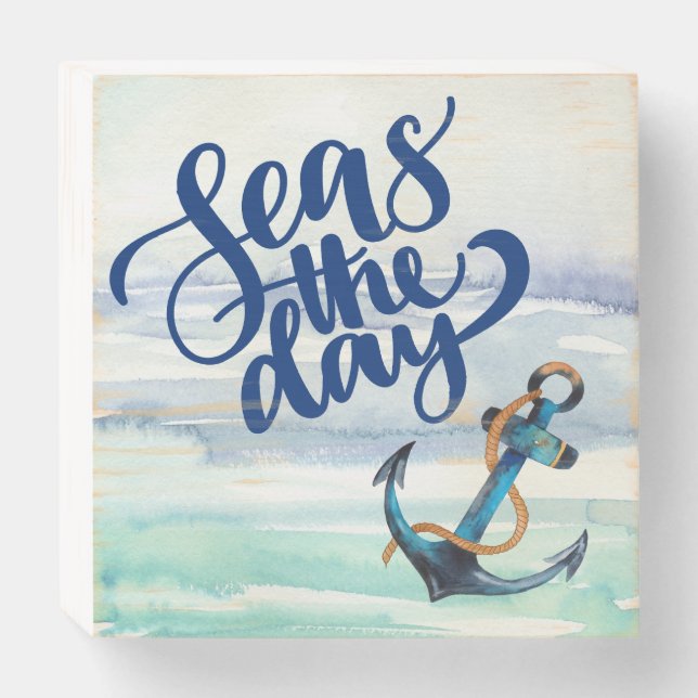 Seas the Day Wood Box Sign (Front Horizontal)