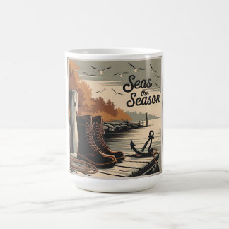 Seas The Season Vintage Nautical Fall Design Color Morph Mug