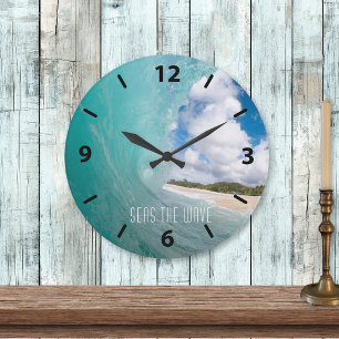 Seas The Wave Tropical Ocean Wave Large Clock