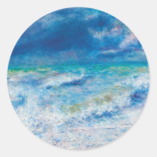 Seascape 1897 by Pierre_Auguste Renoir Classic Round Sticker