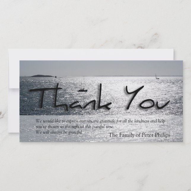 Seascape 4 Modern Sympathy Thank You Card (Front)